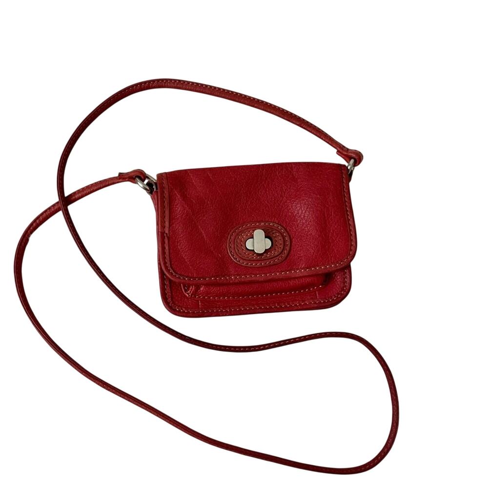 Fossil Red Leather Crossbody